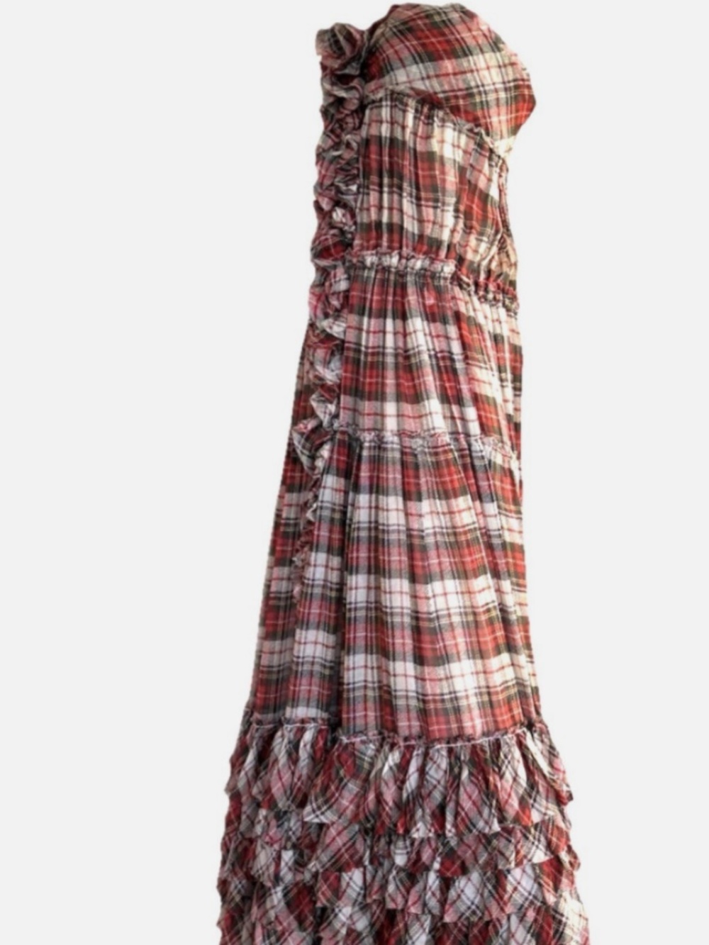 D&G Dolce & Gabbana Tartan plaid silk chiffon gown dress - Picture 5 of 15